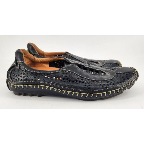 NEW Pikolinos Black Leather Slip-On Moccasin Shoes Women's Size 7 M Spain Made - Picture 5 of 13